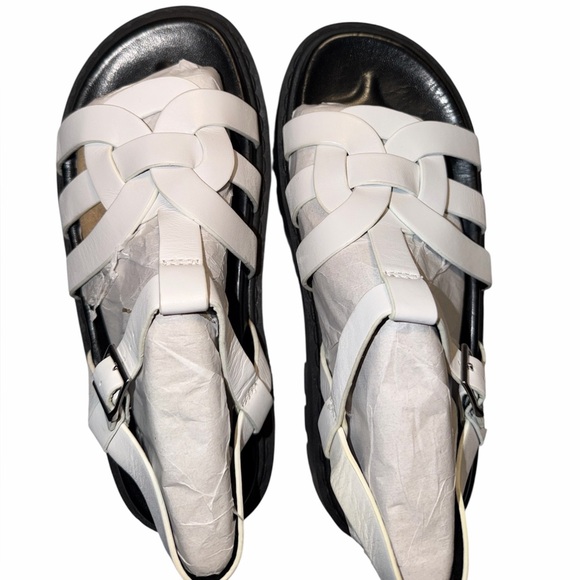 Zara Treaded Sole Low Heel White Leather Fisherman Sandal Size EU 38 US 7.5/8 - Picture 6 of 11